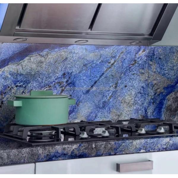 Modern Luxury Brazil Hotel Kitchen Countertop Dark Blue Sapphire Marble Stone Big Slab