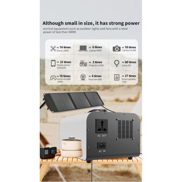 300W Portable Power Supply With LiFePO4 Battery And MPPT Controller For Solar Charging