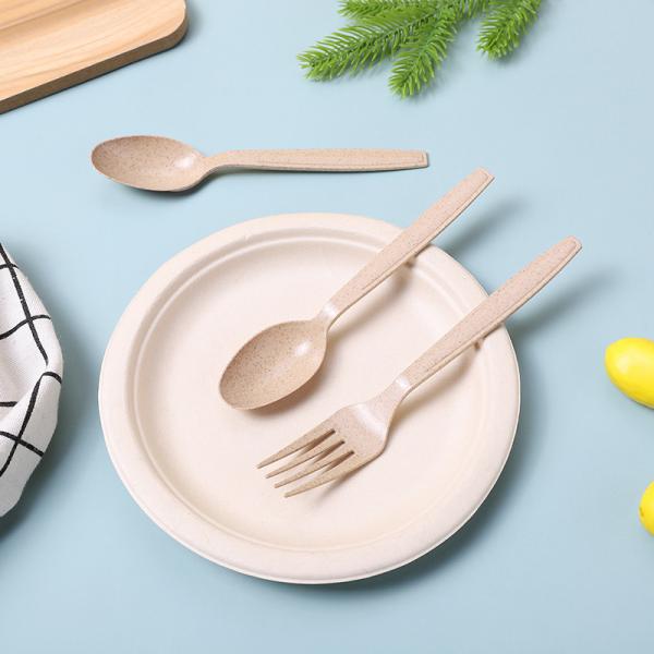 Customized Request Eco Friendly Biodegradable Wheat Straw Knife Fork Spoon Tableware