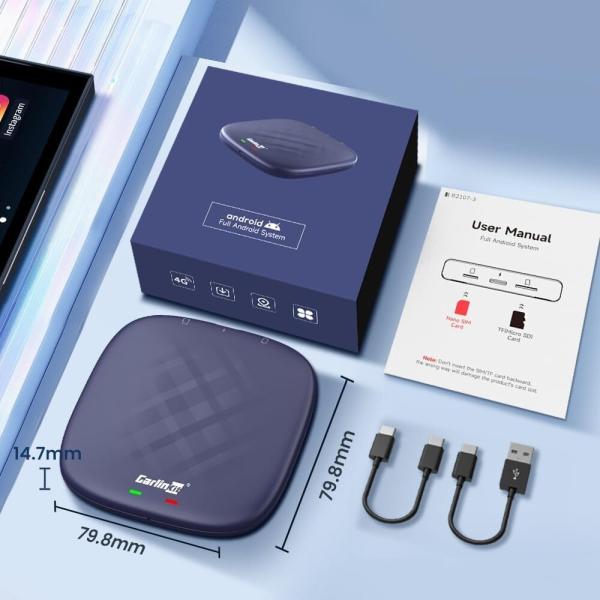 TBox-Plus 128GB Android 13 Wired to Wireless Adapter Carplay Auto Ai Box Car Play Wireless Adapter Black No Lag