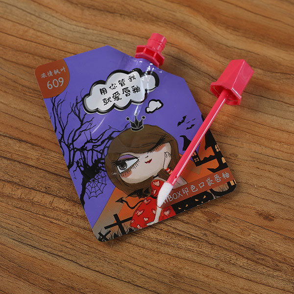 Жара фольги лоска губы пустого мешка Spout упаковывая - загерметизировать нижние трубки с мини щеткой