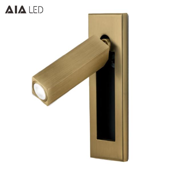 Rotating Recessed mounted bed sides light 3W led bed lighting reading light bed head wall lamp