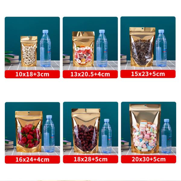 Plastic Aluminum Foil k Bag With Euro Slot Gold Metallic Mylar Stand Up