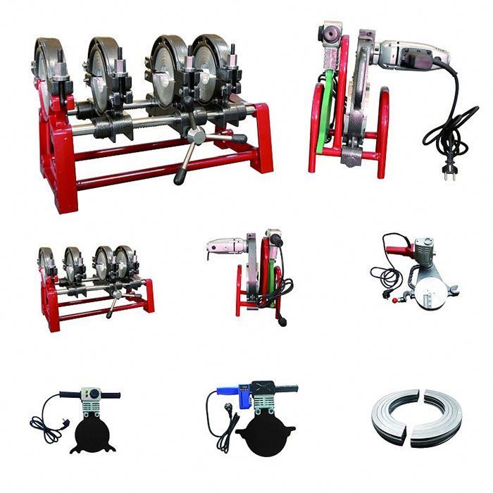 63-200mm Pipe Butt Fusion Welding Machine Complete Kit Milling Cutter Heating Plate Field Use