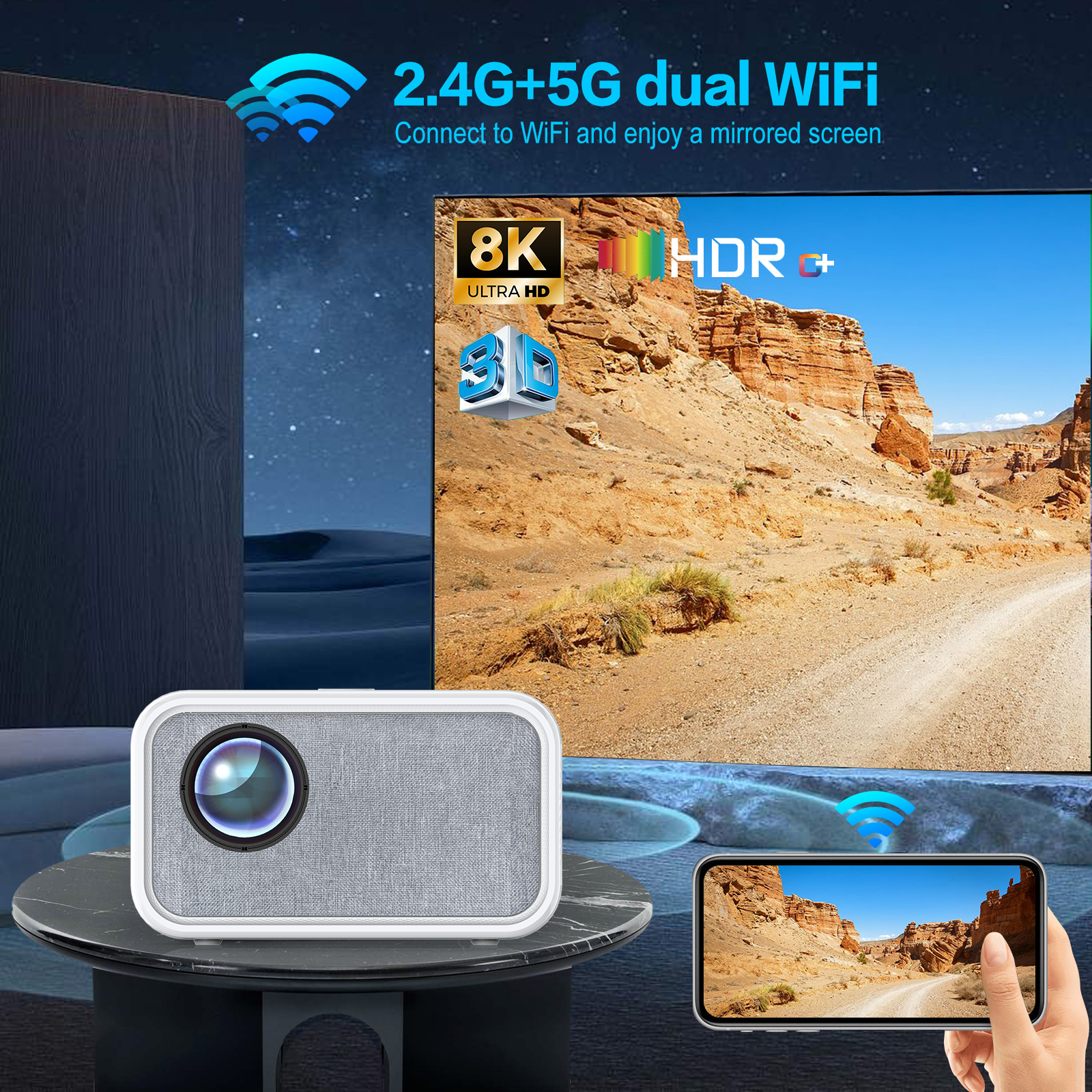 Компактный светодиодный проектор T5 HD Mini Multi Function Durable Digital