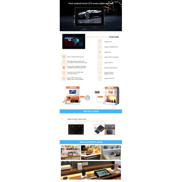 Commercial 7 Inch LCD Touch Screen , Digital Shop Display Auto Power On Off