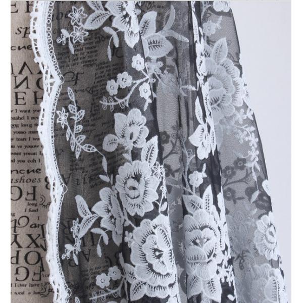 Mesh Embroidery Fabric Fashion Lace for Bridal Dress Black Ivory Double Color