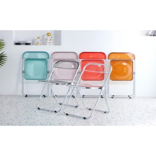Modern Acrylic Stackable, Plastic Folding Dining Room Armless Home Comfortable Event Chair, Clear, Transparent