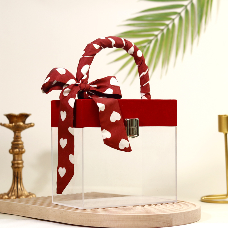 New Arrival Bamboo Acrylic Gift Box Empty Rectangle Injection Molded Wedding Birthday Gifts Storage Box