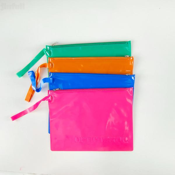 PVC Crystal Clear Zipper Pencil Bags Waterproof Reusable Custom Printed Bags