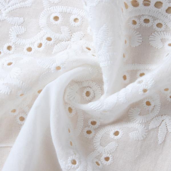 Polyester Embroidery Lace Fabric White Embroidery Lace Trim For Dress