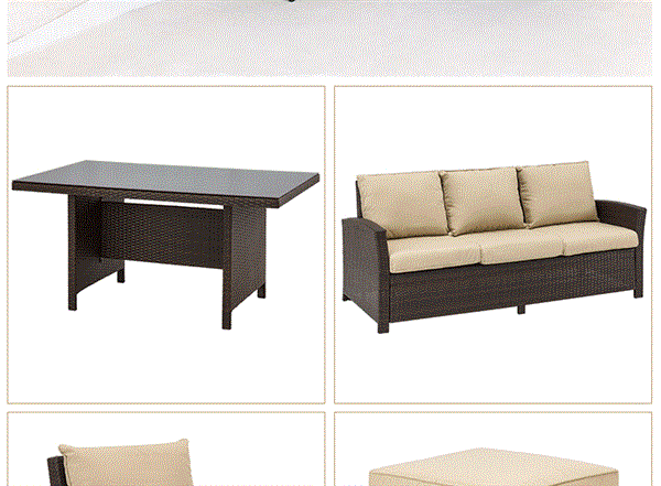 Restaurant Outdoor Light Luxury PE Rattan Sofa Set Patio Waterproof Metal Furniture