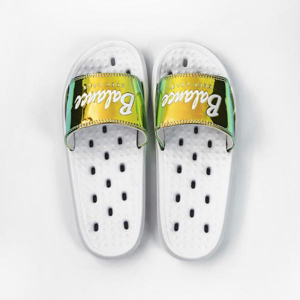 Lady White Hollow Sole Shockproof EVA Slide Sandal For Shower