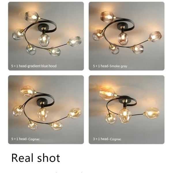 Nordic Glass Ceiling Light Grey Pendant Lamp for Living Room Bedroom Modern Indoor Hanging （WH-AP-681）