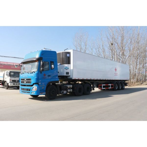 Heavy Duty 40t-50t Refrigerator Truck Trailer With Dongfeng Tractor Truck Head