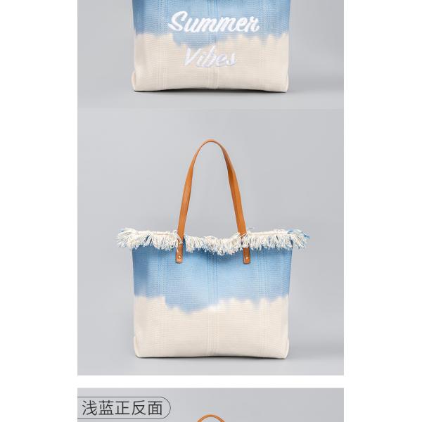 EMBROIDERED TOTE TASSEL DESIGN CANVAS BAG BRAIDED ALPHABET CANVAS UNDERARM NEW SHOULDER SUMMER HIGH CAPACITY WOMEN'S BAG