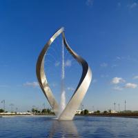 Hairline Garden Metal Statue With Fountain Outdoor Abstract Art Fountain Statues