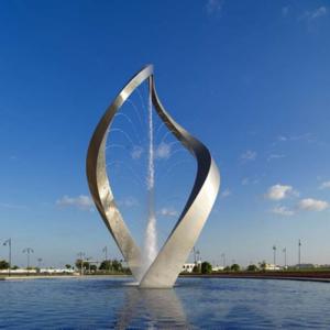 Hairline Garden Metal Statue With Fountain Outdoor Abstract Art Fountain Statues