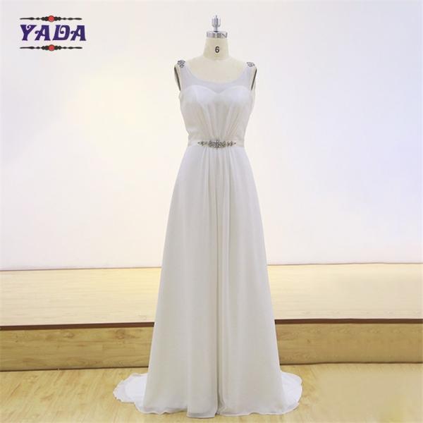 New fashion jewel beaded sleeveless long chiffon bridal sexy transparent dresses dress wedding