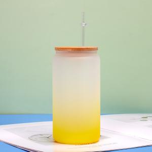 Lightweight Colored Borosilicate Glass Smoothie Tumbler With Straw 18 Oz Glass