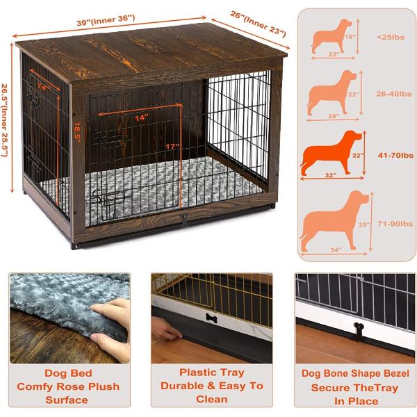 Double Door Wooden Dog Crates in Modern Style 81*55*67cm for Home Decorative Furniture