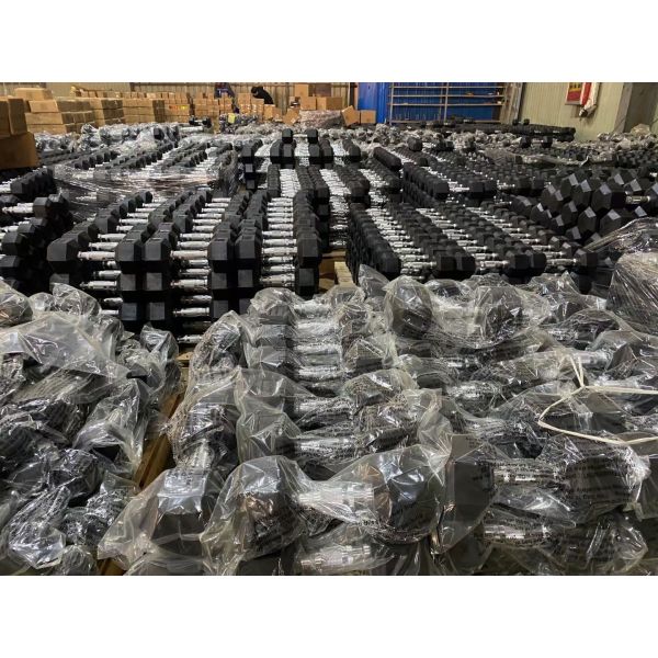 Commercial Fitness Hex Dumbbell Rubber Encased Gym Strength Training Weight Lifting Full Body Muscle Development Freeman Equipment