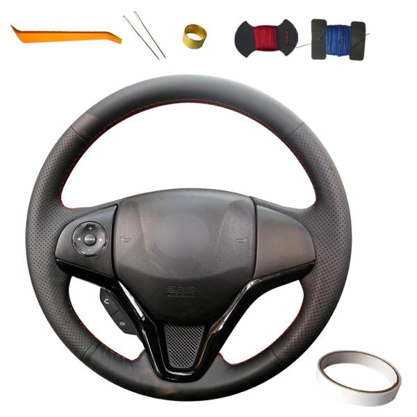 Genuine Leather Personalized Design Steering Wheel Cover For Honda Fit City Jazz  HR-V HRV Vezel 2014 2015 2016 2017 2018 2019