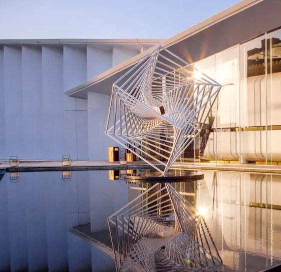 Stainless Steel Cube Twisted Metal Sculpture Decorative Art Outdoor