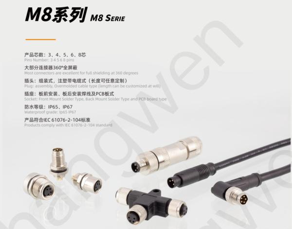 Impermeável M8 Ângulo Feminino Plug-Screw Terminal montado em plástico 3/4pin IP67 para exterior