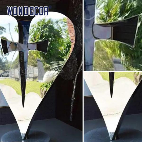 170cm Large Outdoor Garden Forged Metal Abstract Heart Shaped Stainless Steel Sculpture