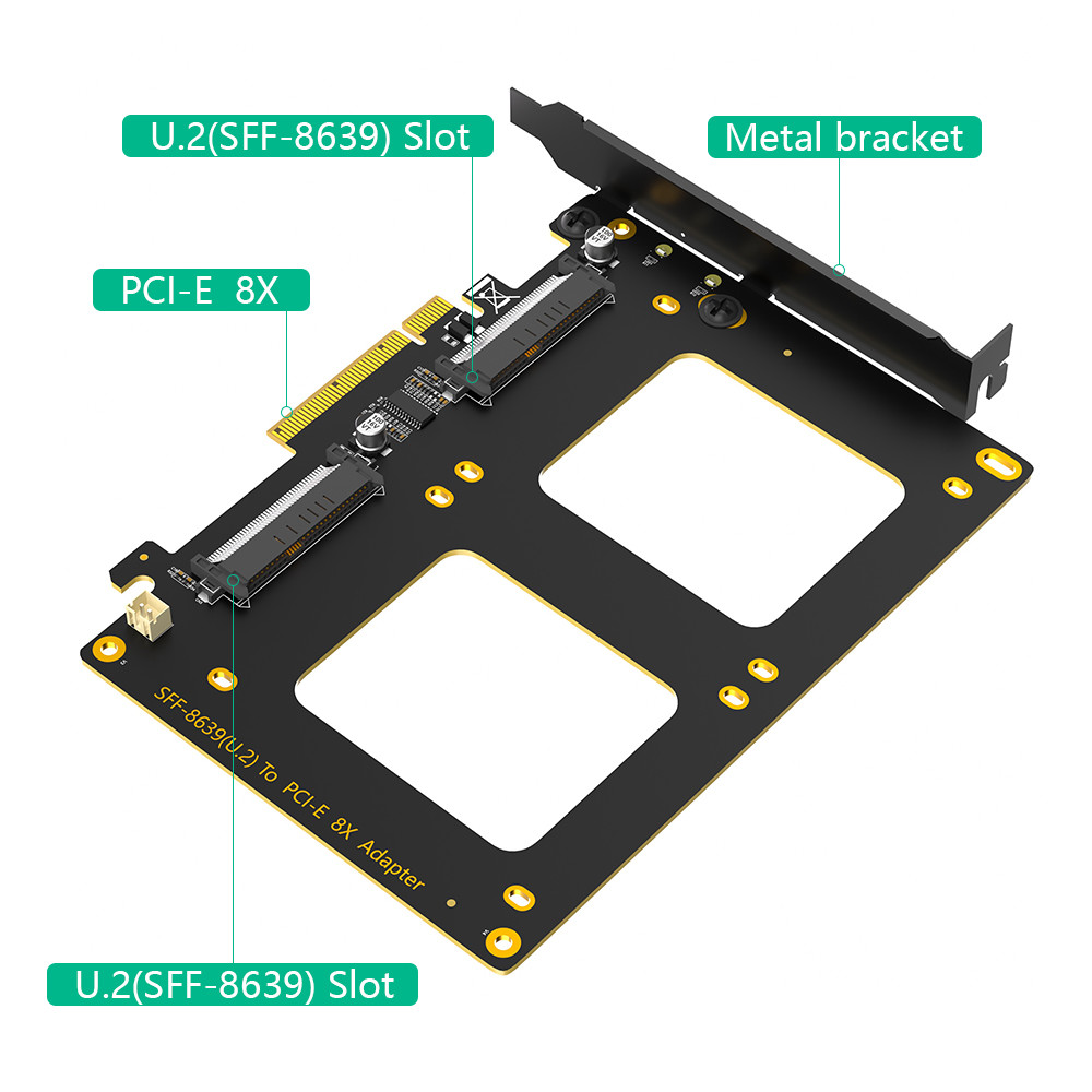 Двойной U.2 SSD на PCIe 4.0 X8 адаптер молниеносной передачи данных