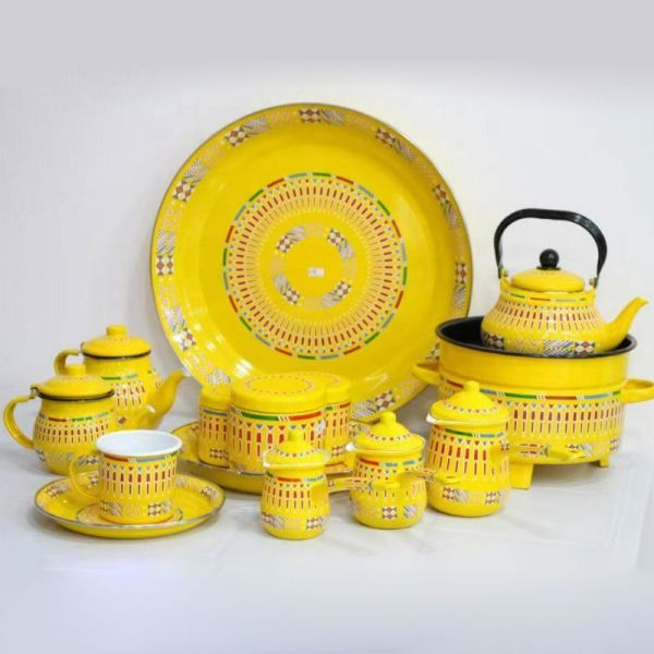 Customized Logo Enamel Tableware Set Classic Middle East Type Whole Teapot Sets