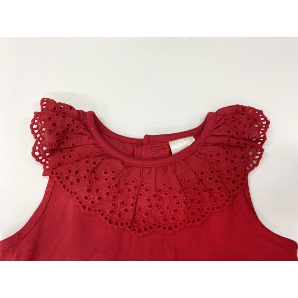 Cotton Lace Neckline Sleeveless Baby Romper Printed Flowers