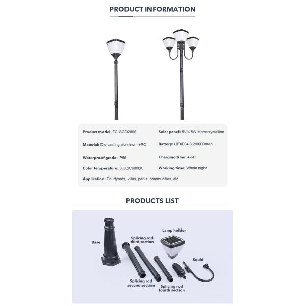 благоустраивать света приведенного в действие поляка 3000K 6500K солнечный на открытом воздухе декоративный с Mono панелями солнечных батарей