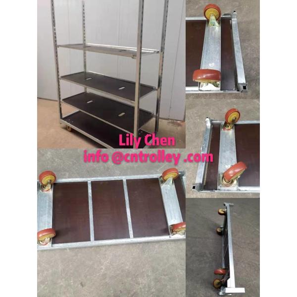 Hot Dip Galvanized Plywood Material Flower Trolley Heavy Wheel Easy To Install