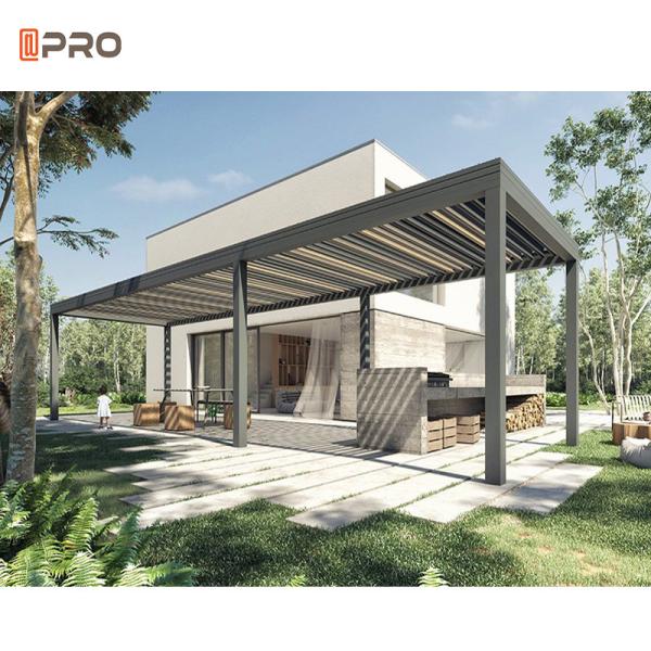 Rainproof Modern Aluminum Pergola Patio Gazebo Free Standing Remote Control