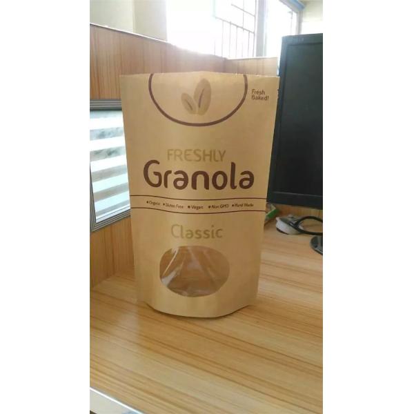 O costume impresso levanta-se o saco de papel de Kraft, saco do petisco que empacota com janela