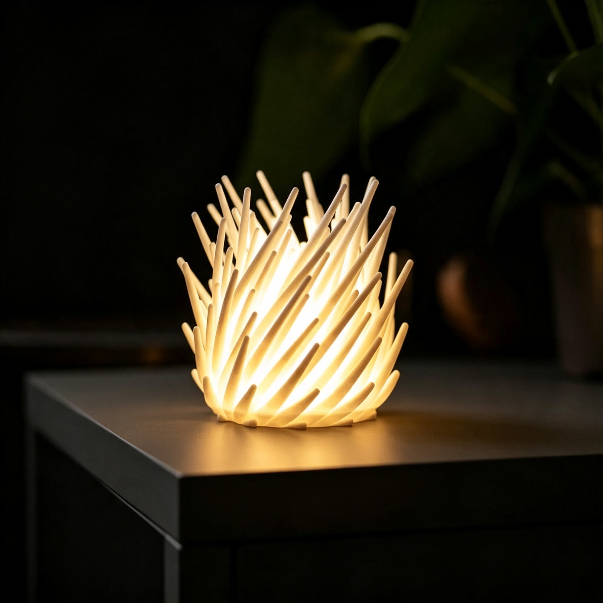 Customizable Designs 3d Print Light Fixture LED Urchin Spike Ambient Lamp