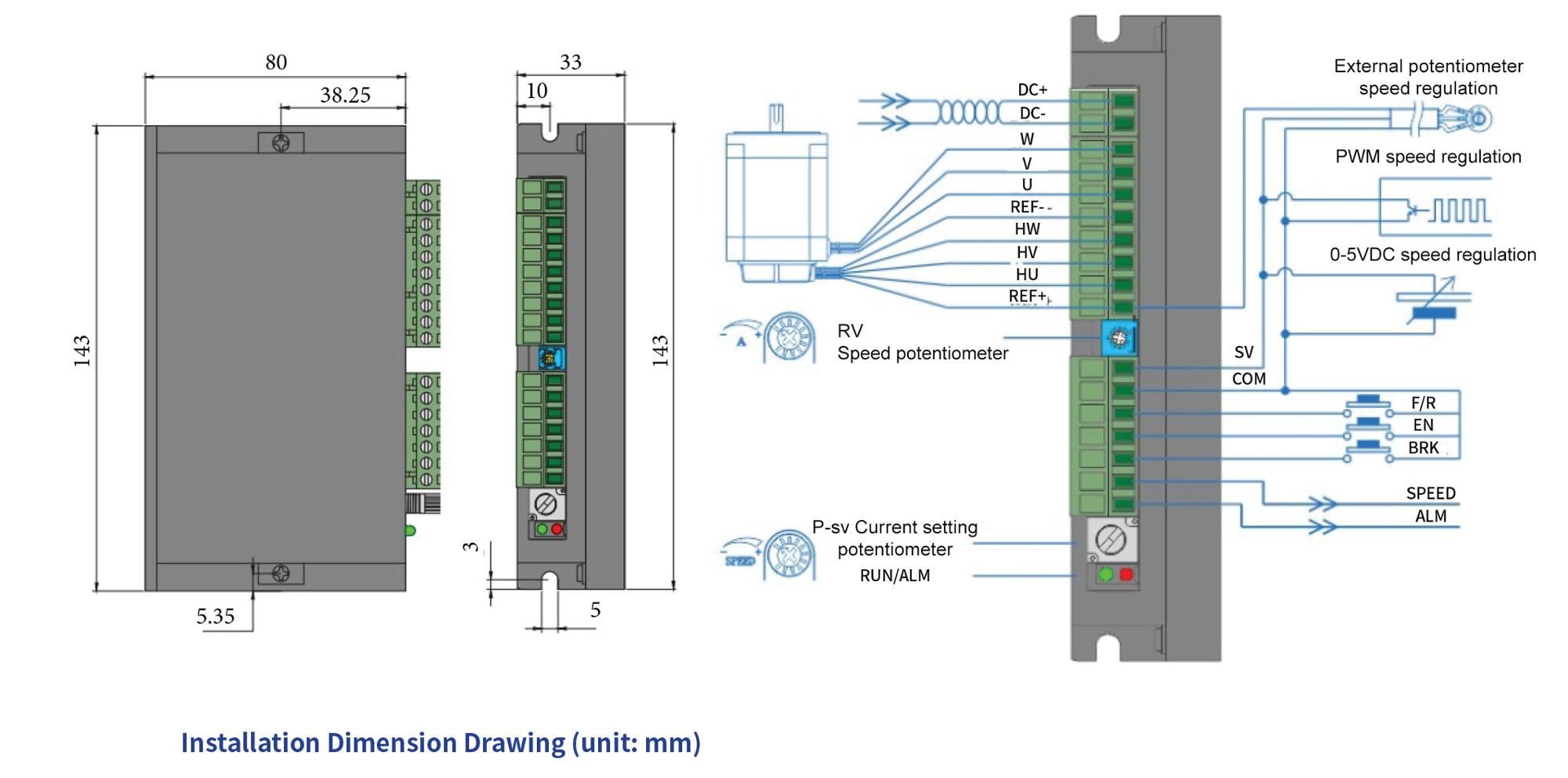 300W 3 спичка 15A водителя 48v 24v 12V 36v мотора Bldc участка