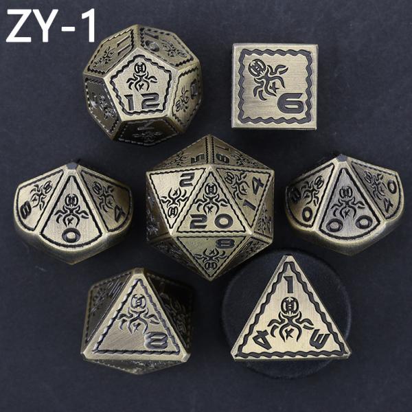 Electroplated Vintage Colored Octopus Metal Dnd Dice Set Dragon and Dragon Chessboard Game Dice