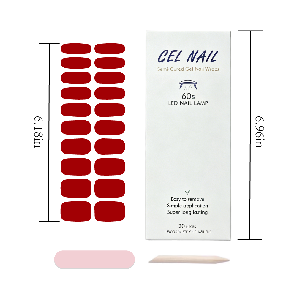 Solid Color Gel Nail Sticker Glossy Salon Nails