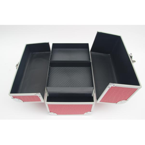 Случай PU алюминиевый косметический носит панель косметик и инструментов красную кожаную с одним замком