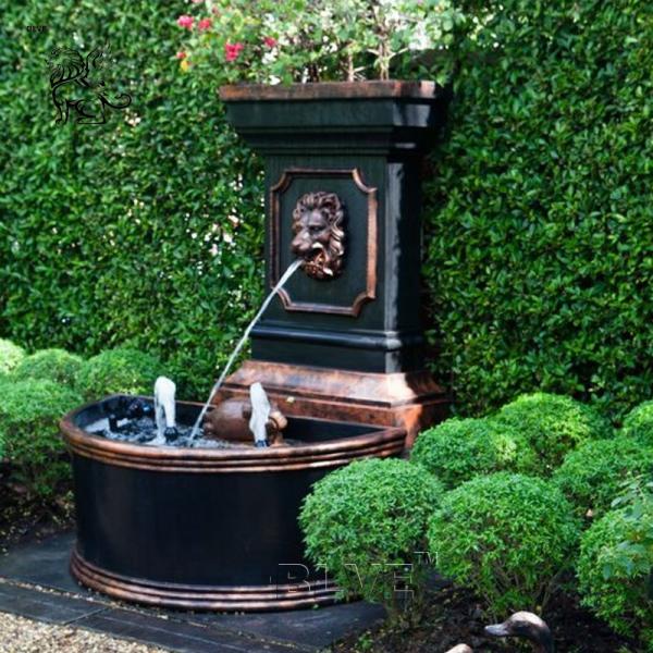 Bronze Garden Flowerpot Fountain Brass Metal Lion Head Water Fountain ome Decoration Large Outdoor