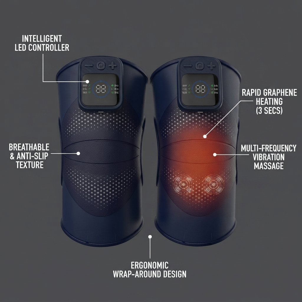 ZN-DB03 Professional 6-in-1 Electric Knee & Joint Massager with 5000mAh Battery - Targeted Heat & Vibration Therapy