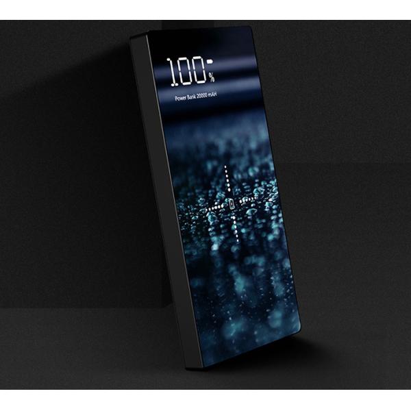 Luxury Temper Glass Dual Port Qi Wireless Charging Power Bank 20000mah Big Capacity
