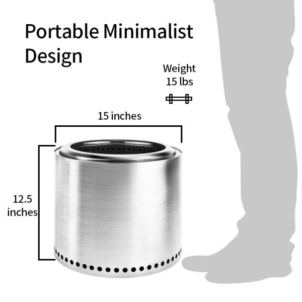 Настраиваемый логотип приемлемая 15-дюймовая бездымная печь из нержавеющей стали для современного кемпинга