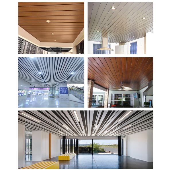 0.8mm Material Thickness Aluminum Strip Ceiling Featuring Inner Ridged Square Pattern Ensuring Easy Maintenance and Long Term