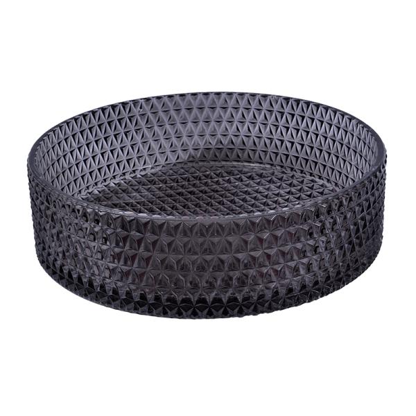 Diamond Shape Crystal Wash Basin 22 Inch Transparent Black Round Countertop Sink