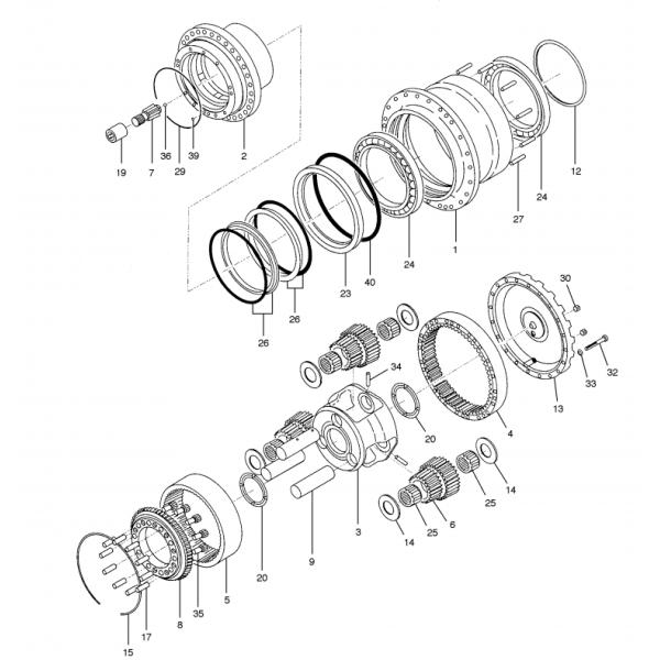 Коробка передач DH258-7 DX260 DH255-5 DX255LC перемещения экскаватора K1011413A