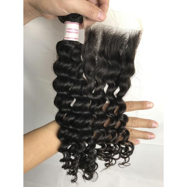 SGS 100% Brazilian Virgin Hair Remy Human Deep Wave Hair Bundles With Closure